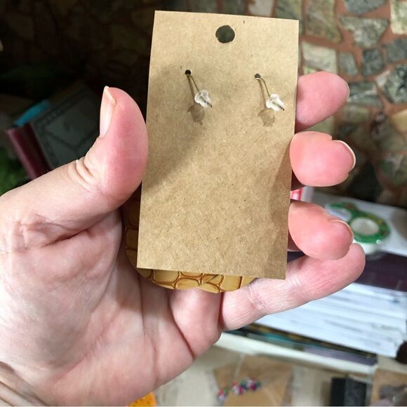 Croc Embossed Leather Earrings (A)106 NWOT - Picture 6 of 6